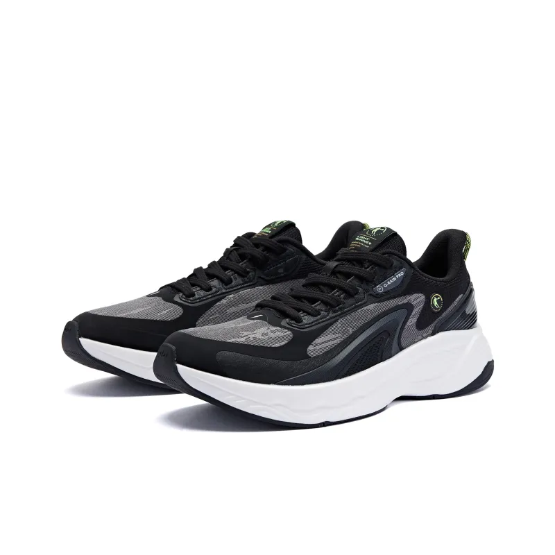QIAODAN Streamer 4.0 Cushioning, Wear Resistant Low Top Running Shoes Men's Black White-2