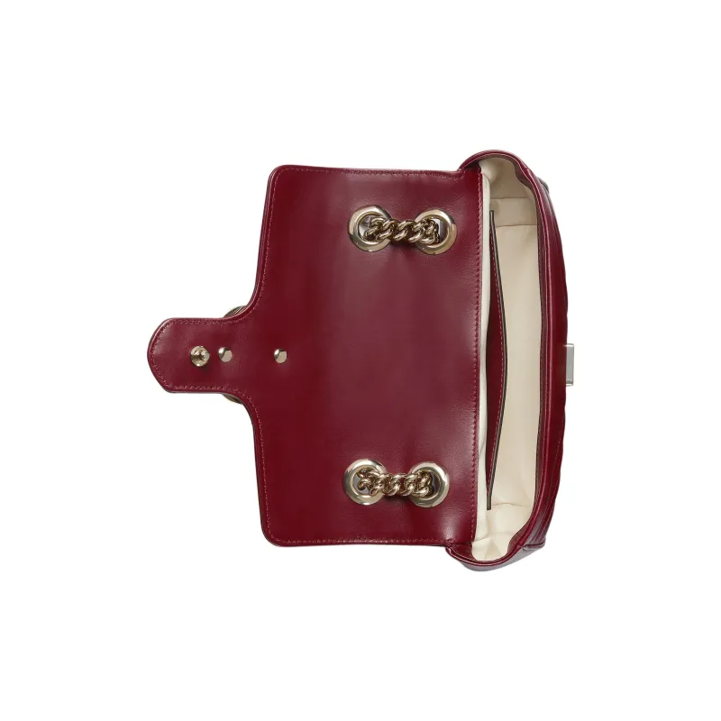 GUCCI GG Marmont Leather Crossbody Bag, Shoulder Bag Women's Burgundy-6