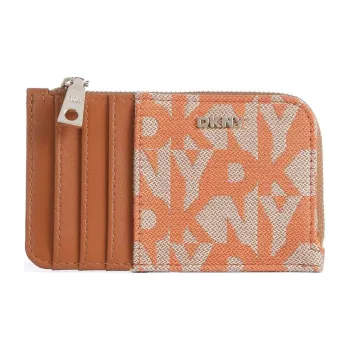 DKNY Fine Grain Cow Leather Wallet Unisex Brown