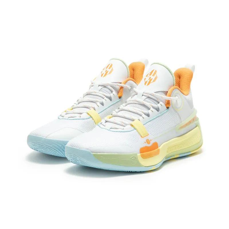 361° Cushioned Slip Resistant Low Top Basketball Shoes Men's White Yellow-3