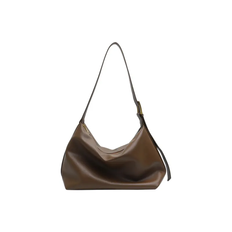 TTaG．baG Cow Leather Shoulder Bag Regular Women's Dark Brown/Black-0