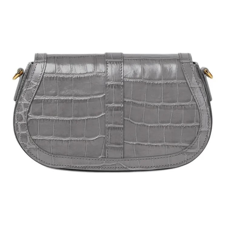 VERSACE Cow Leather Crossbody Bag, Shoulder Bag Women's Gray-2