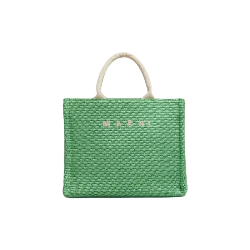 MARNI Raffia Tote Bag, Shopping Bag, Handbag Small Size Women's Green-0