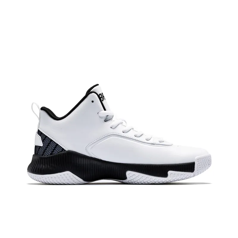 QIAODAN Basketball Shoes Men Mid Top Black White-1
