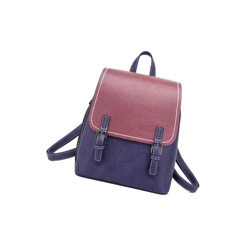 TTaG．baG PU Carry Backpack Women's Caramel/Deep Sea Blue/Black-6