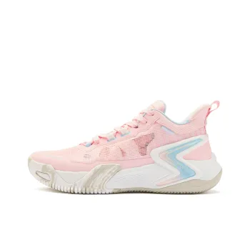 QIAODAN Rampage 1.0 Cushioning Wear Resistant Low Top Patented Rebound Technology Basketball Shoes Men's Pink Blue