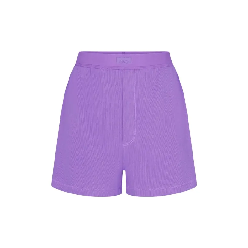 SKIMS COTTON RIB LOOSE BOXER Boxer Shorts Women's 1 Pack ULTRA VIOLET/Ultraviolet-0