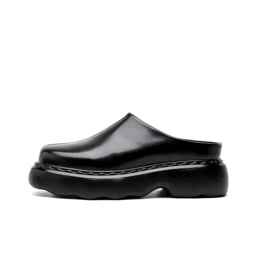WEISHIBANGWEI Rubber Sole Slip Resistant Wrap toe Slippers Men's Black