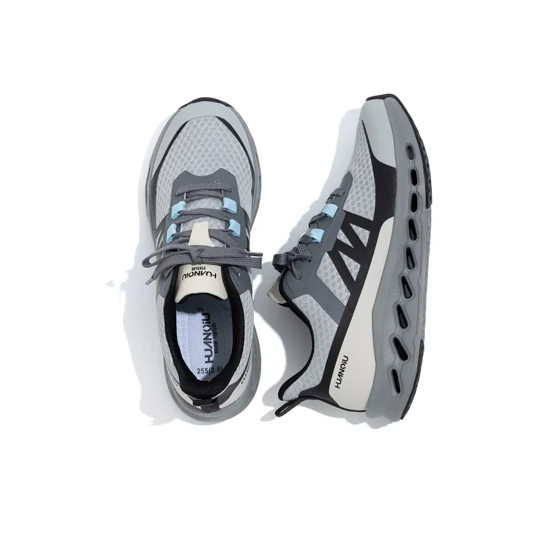 HUANQIU Cushioning, Waterproof, And Breathable Rebound Low Top Running Shoes Men's Gray Black-4