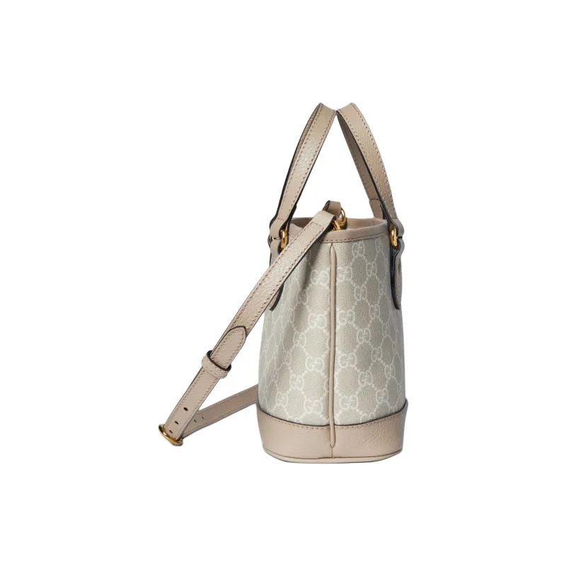 GUCCI Ophidia Canvas With Leather Trim Shoulder Bag, Crossbody Bag, Handbag Mini Women's Beige & White-3