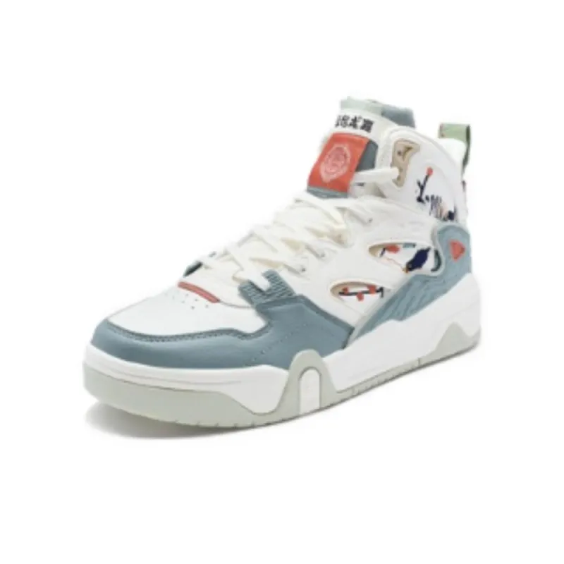 XTEP Cushioning Wear-Resistant High-Top Skateboard Shoes Men's Sail White Cat Eye Grey-2