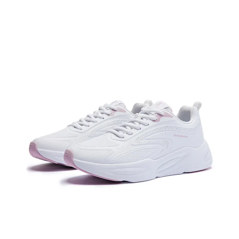 QIAODAN Cushioning Slip Resistant Low Top Running Shoes Women's White Purple-2