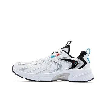 QIAODAN Durable Breathable Low Top Running Shoes Men's Silver White