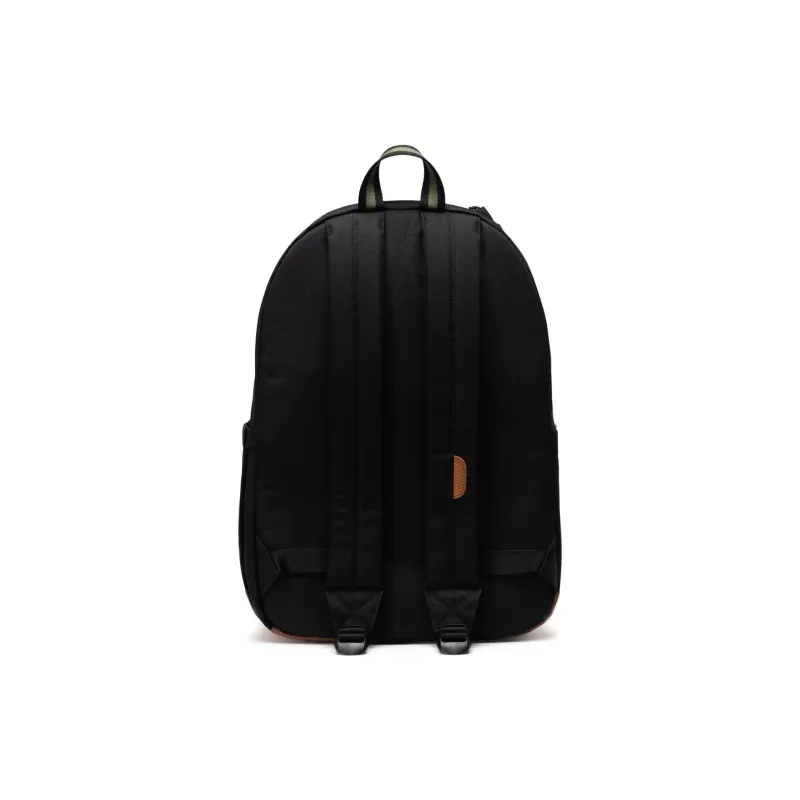 Herschel Recyclable Material Backpack Unisex Black With Four-Leaf Clover Green With Horse Saddle Brown-2
