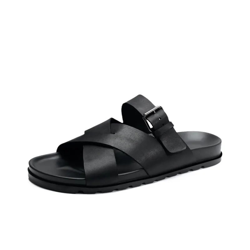 Voguhomme Slip Resistant Men's Slide Slippers Men's Black-1