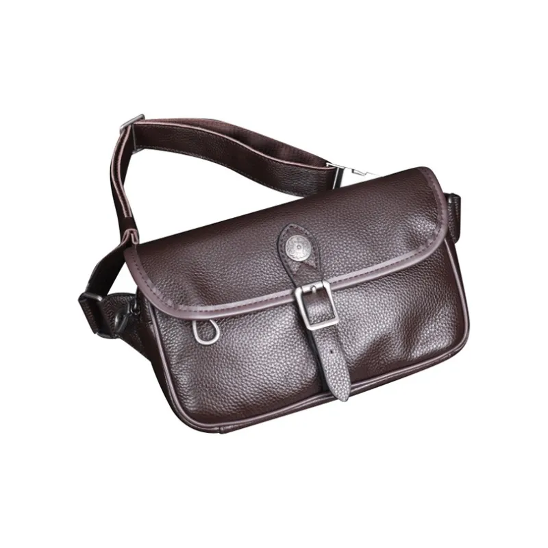 DOSRFINI Genuine Leather Sling Bag Medium Size Men's Black/Coffee-6