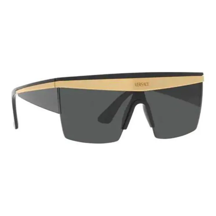 VERSACE Metal Irregular Shape Sunglasses Men's Black-3