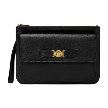 VERSACE MEDUSA BIGGIE Series Goatskin Clutch Men's Black
