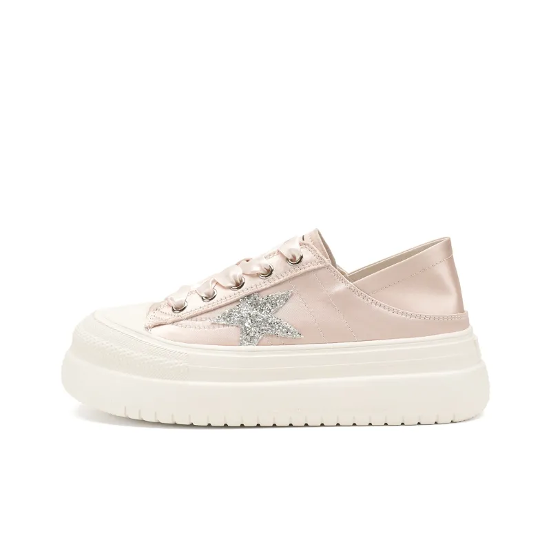 D:FUSE SCANDINAVIA Flat Shoes White Sneakers Breathable Lightweight Height Increasing Low-Top Skateboard Shoes Women's-5