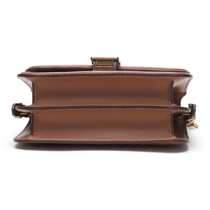 Satchi Cow Leather Shoulder Bag Regular Women's Khaki/Yellow Brown/White-12