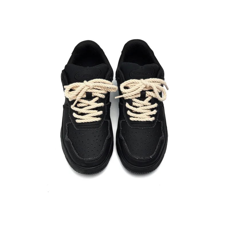 Fang Sanhuo Slip Resistant Water Resistant Cushioned Wear Resistant Low Top Skateboard Shoes Unisex Black-3