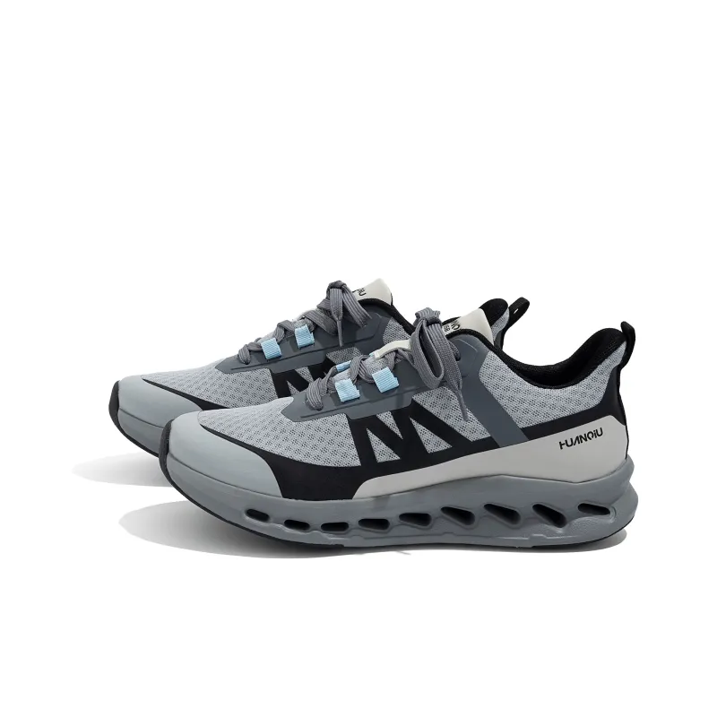 HUANQIU Cushioning, Waterproof, And Breathable Rebound Low Top Running Shoes Men's Gray Black-1