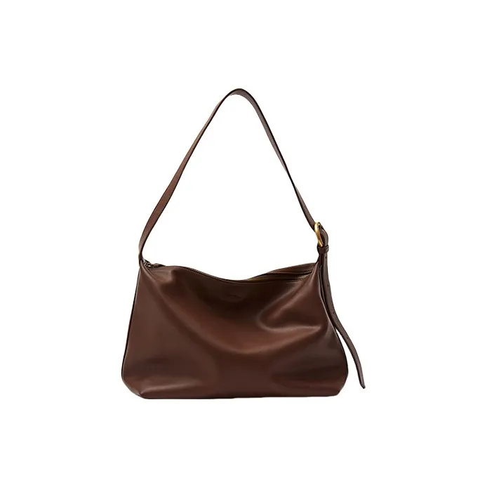 TTaG．baG Cow Leather Shoulder Bag Regular Women's Dark Brown/Black-1