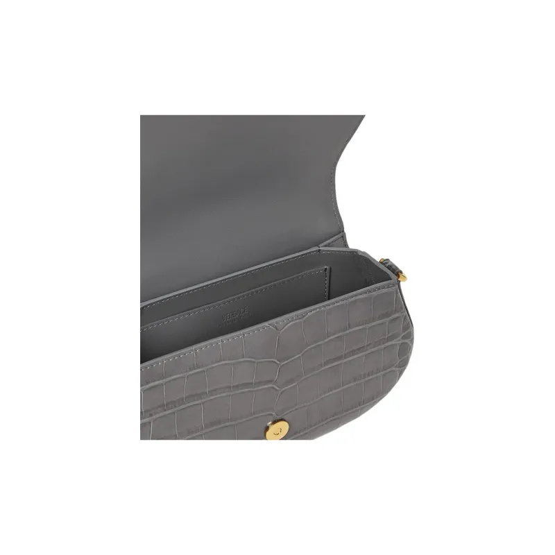 VERSACE Cow Leather Crossbody Bag, Shoulder Bag Women's Gray-3