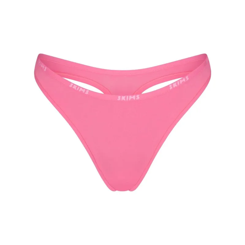 SKIMS COTTON LOGO DIPPED THONG Underpants Women's 1 Pack SUGAR PINK/Sugar Pink-0