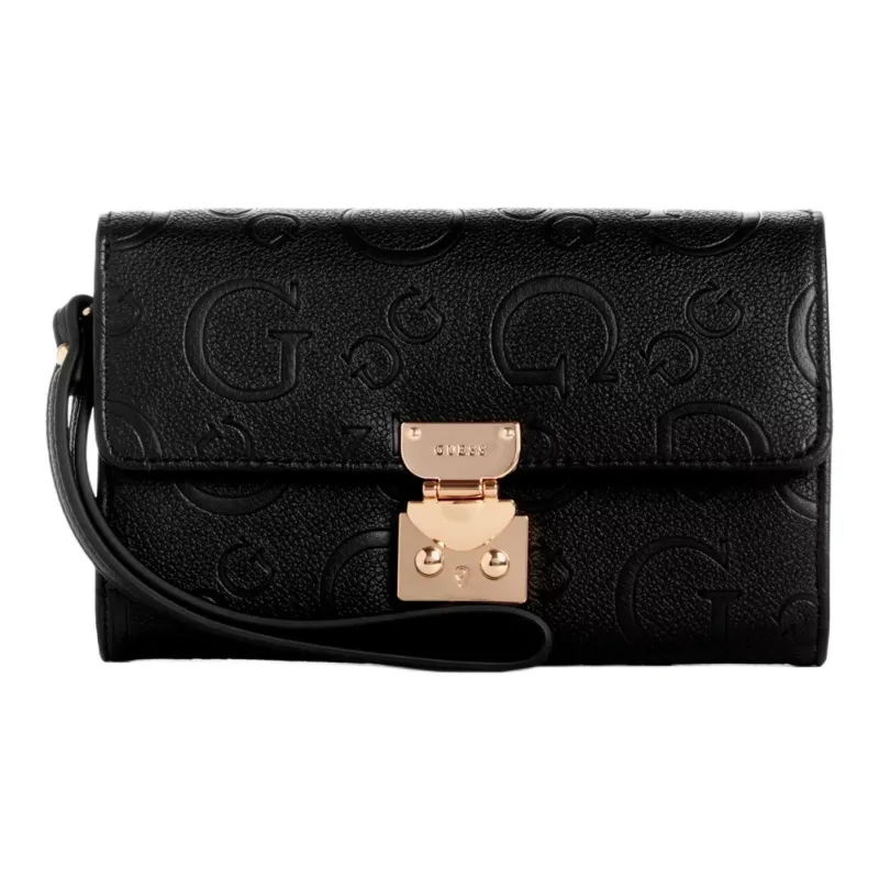 GUESS Faux Leather Cell Phone Pouch Clutch Regular Women's Black-0