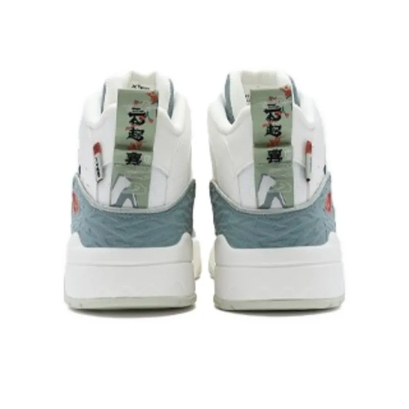 XTEP Cushioning Wear-Resistant High-Top Skateboard Shoes Men's Sail White Cat Eye Grey-4