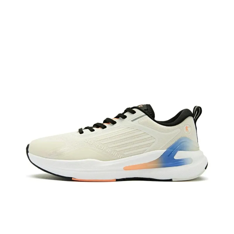 QIAODAN Boundless 5SE Cushioning Wear-Resistant Low-Top Casual Running Shoes Men's Beige Blue-0