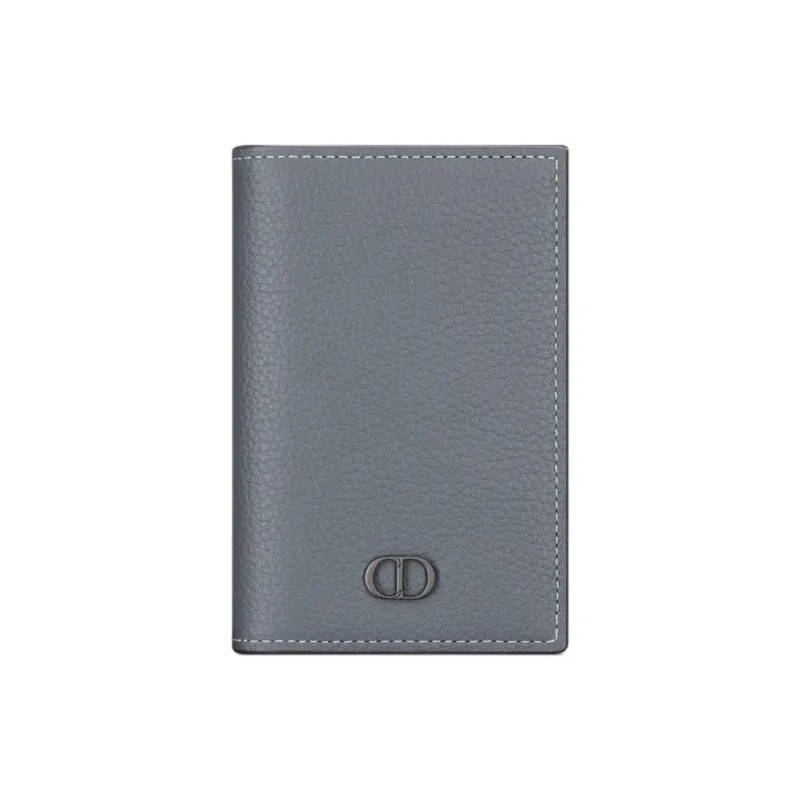 DIOR Smooth Calfskin With Grain Texture Calfskin Card Holder Men's Dark Gray-0