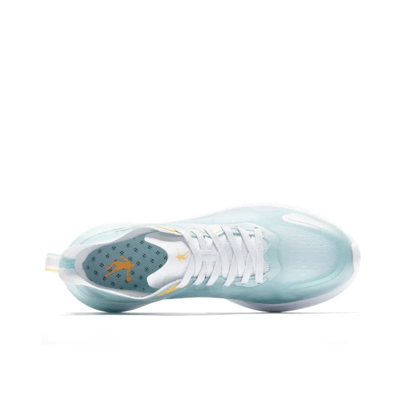 QIAODAN Light Speed 3.0PLUS Cushioned Slip Resistant Lightweight Low Top Running Shoes Men's White Blue-3