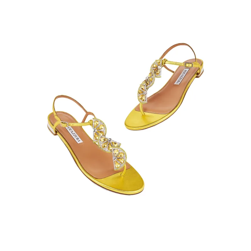 AQUAZZURA Gin Tonic Strap Sandals Women's Yellow-3