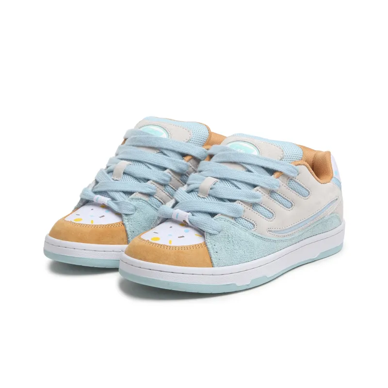 SINPERCO Anti Slip Wear Resistant Low Top Skateboard Shoes Unisex Whirlwind Ice Cream-2