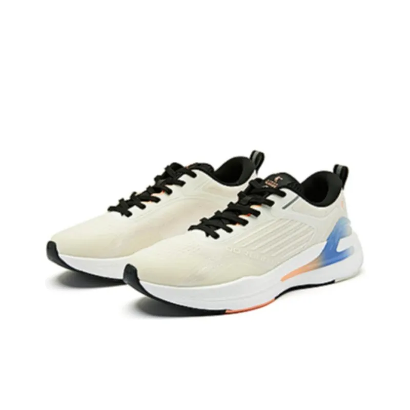 QIAODAN Boundless 5SE Cushioning Wear-Resistant Low-Top Casual Running Shoes Men's Beige Blue-2