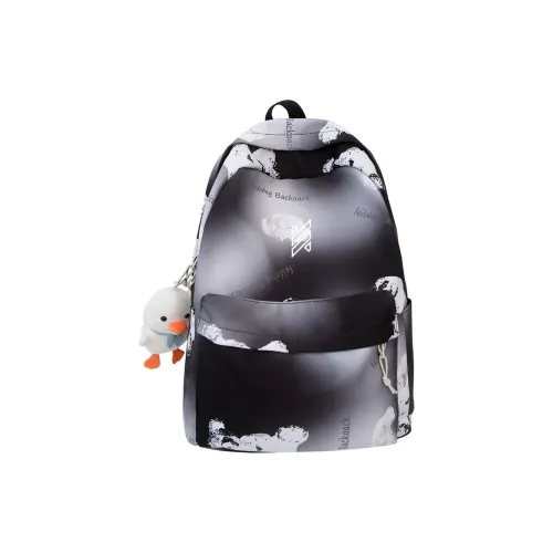 NOMK Nylon Backpack Travel Bag Computer Backpack Unisex Black/Yellow/Gray/Blue