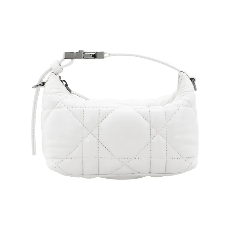 DIOR DiorTravel Cow Leather Lunch Bag Clutch Trumpets Women's White-1