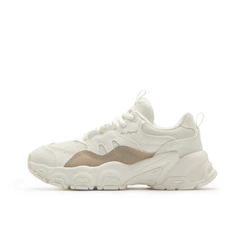 361° Cushioned Wear-Resistant Lightweight Low-Top Running Shoes Women's White Brown-0