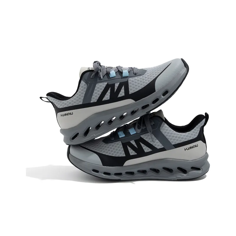 HUANQIU Cushioning, Waterproof, And Breathable Rebound Low Top Running Shoes Men's Gray Black-3