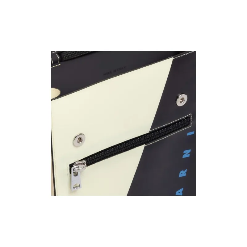 MARNI Logo Printed Colour Block Shoulder Bag-5