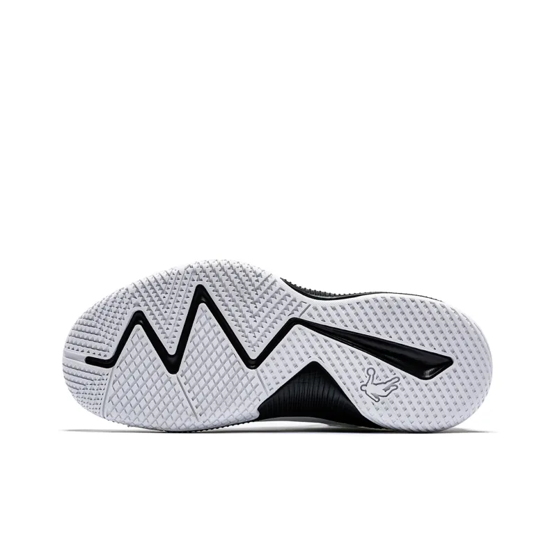 QIAODAN Basketball Shoes Men Mid Top Black White-4