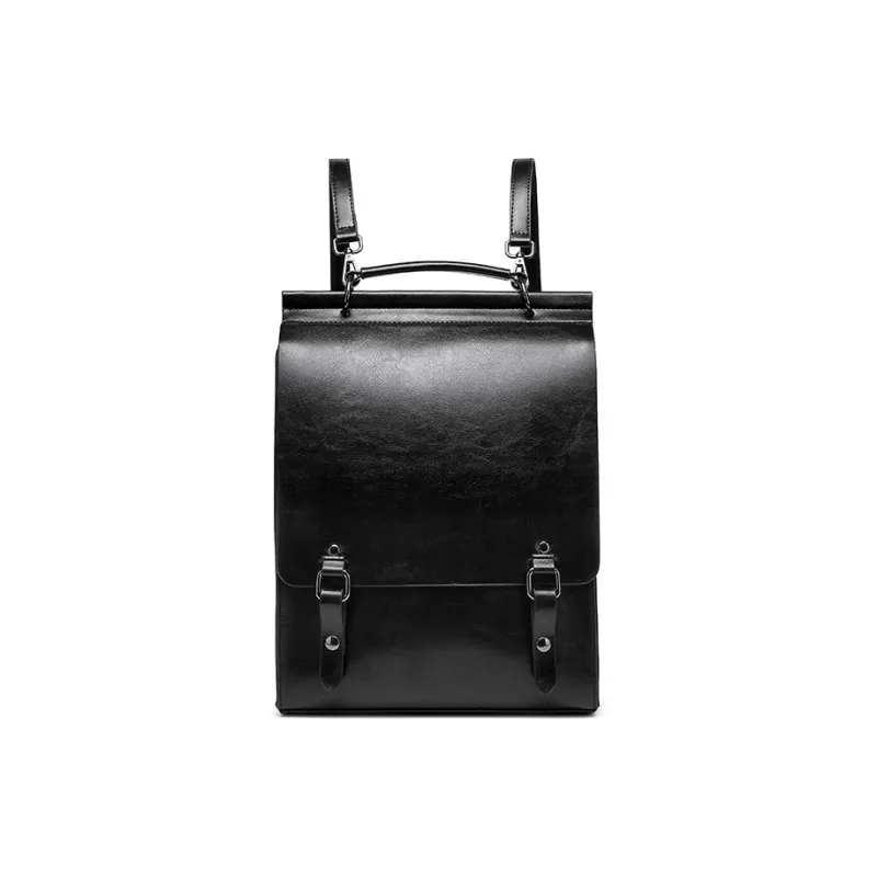 TTaG．baG Waxed Cow Leather Backpack Women's Brown/Black/Coffee-2