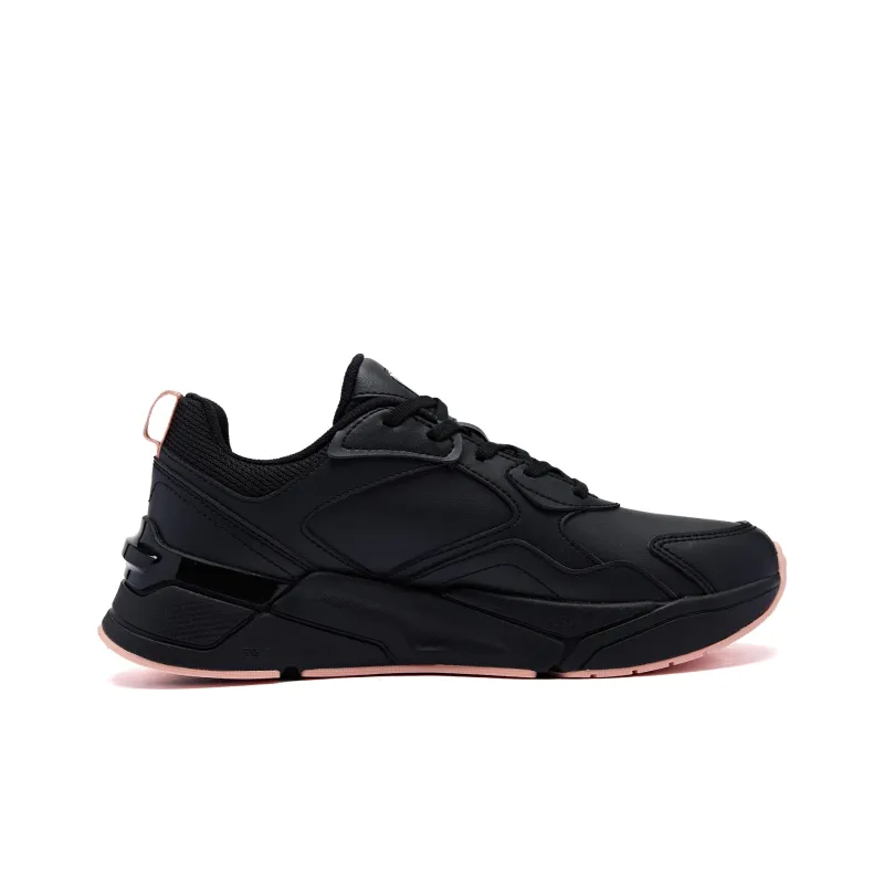 QIAODAN Cushioned Water Resistant Lightweight Low Top Running Shoes Women's Black Apricot Pink-1