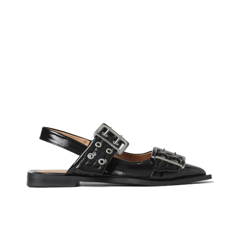 GANNI Buckle Flat Leather Sandals-1