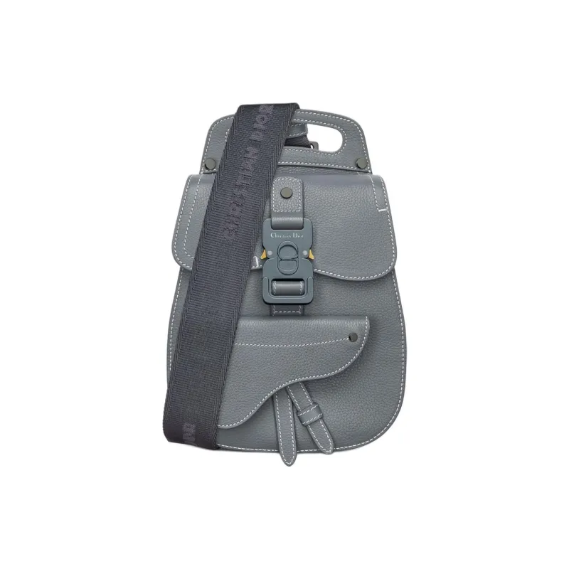 DIOR Gallop Grained Calfskin Sling Bag Crossbody Bag Shoulder Bag Men's Dark Gray-0