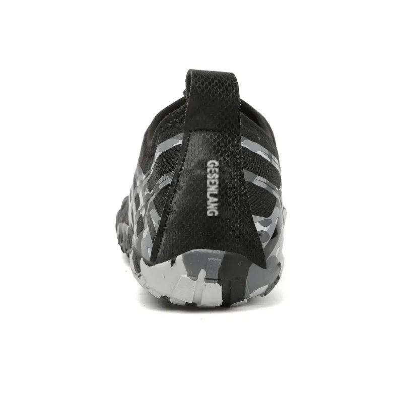 GESENLANG Slip Resistant Breathable Quick Dry Wear Resistant River Trekking Shoes Men's Black Gray-3
