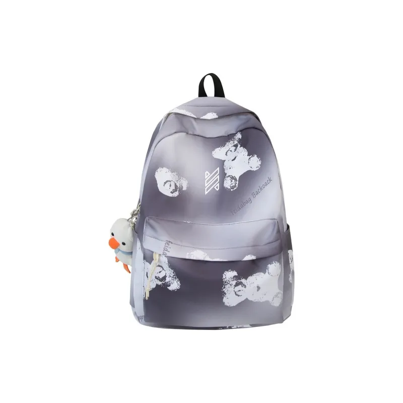 NOMK Nylon Backpack Travel Bag Laptop Backpack Unisex Black/Yellow/Gray/Blue-4