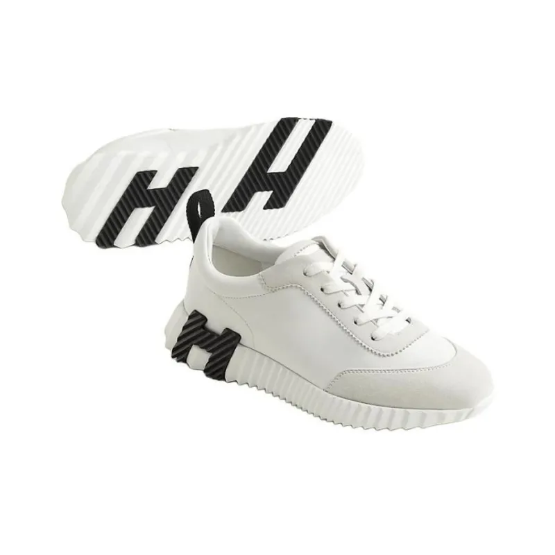 HERMES Bouncing Low Top Casual Shoes Women's White-4